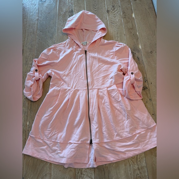 Simply Noelle Tops - Simply Noelle Light Pink Hooded Zip Jacket L/XL